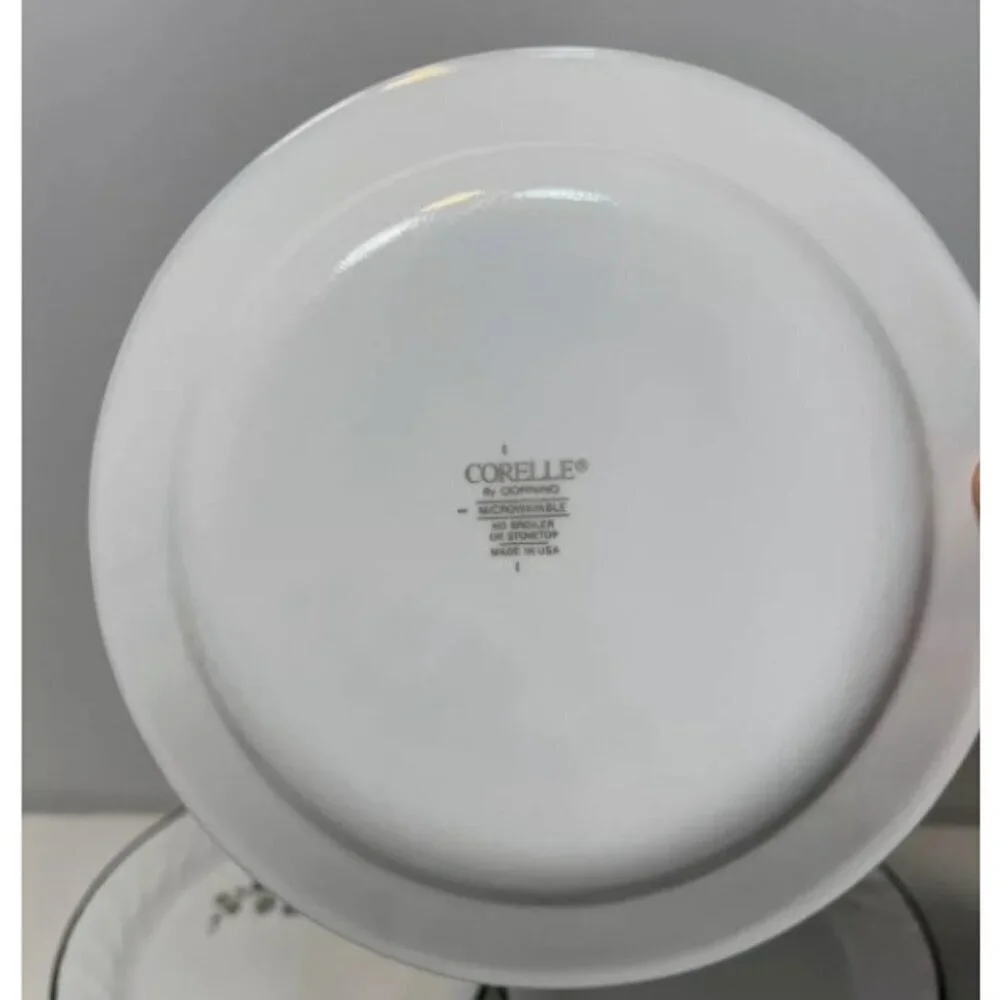 Corelle Callaway Green Ivy Salad Plates lot of 5 USA Swirled green Rim MW safe